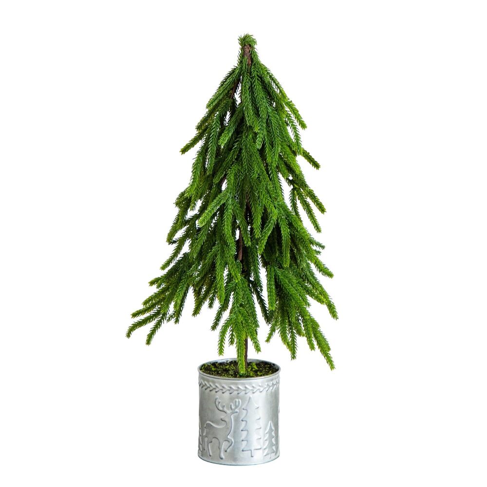 5002 20in. Real Touch Norfolk Island Pine Christmas Tree in Metal Planter